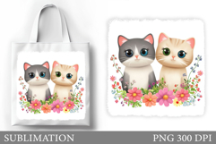 Cute Cats Sublimation. Cute Cat Tote Bag Sublimation Product Image 1