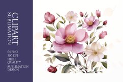 Watercolor floral flower clipart sublimation png Product Image 1