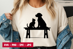 Dog and Cat Silhouette Cartoon Art SVG PNG Product Image 1