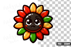 Cute Sunflower Girl Clipart PNG Product Image 1