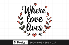 Where Love Lives Family Quote SVG PNG Product Image 1