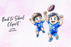 Dad Son Football Walk Clipart Sublimation PNG Product Image 1