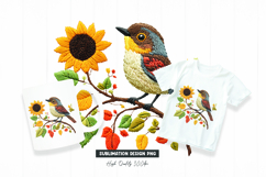 Sparrow Sunflower Autumn Clipart Art Product Image 1