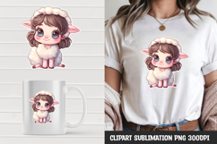 Cute kawaii baby sheep clipart sublimation | t-shirt design Product Image 1