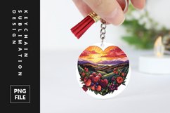 Heart landscape round Keychain sublimation png design Product Image 1