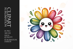 Cute Rainbow Smiley Flower Clipart PNG Product Image 1