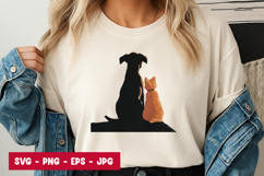 Dog and Cat Silhouette Sitting SVG PNG Product Image 1