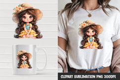 Cute floral girl clipart sublimation png t-shirt design png Product Image 1