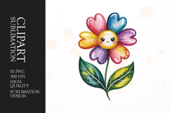 Small Rainbow Flower Clipart PNG Product Image 1