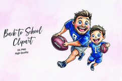 Dad Son Football Run Clipart Sublimation PNG Product Image 1