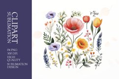 Watercolor floral flower clipart sublimation png Product Image 1
