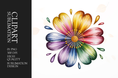Rainbow Flower Clipart PNG Product Image 1