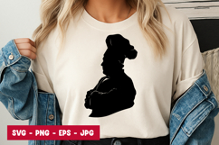Woman with Dog Silhouette Art SVG PNG Product Image 1