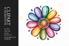 Rainbow Daisy Clipart PNG Product Image 1
