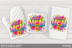Mother's Day Oven Mitt Design. Mother's Day Kitchen Towel Product Image 1