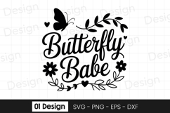 Butterfly Babe Typography SVG PNG Product Image 1