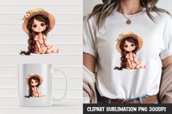 Cute floral girl clipart sublimation png t-shirt design png Product Image 1