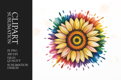 Rainbow Sunflower Clipart PNG Product Image 1