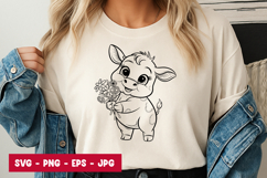 Cute Baby Cow Standing Pose Art SVG PNG Product Image 1