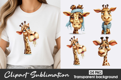 Cute Giraffe Watercolor Clipart PNG Product Image 1