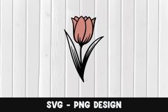 Pink Tulip flower svg, pink flower png Product Image 1