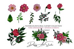 Watercolor Floral Clipart, Flowers Clipart, PNG Product Image 2