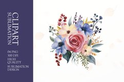 Watercolor floral flower clipart sublimation png Product Image 1