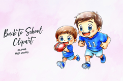 Dad Son Football Running Clipart Sublimation PNG Product Image 1