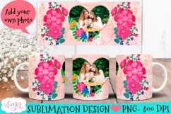 Floral Photo mug wrap PNG for sublimation | 11oz and 15oz Product Image 1