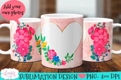 Floral Photo mug wrap PNG for sublimation | 11oz and 15oz Product Image 2