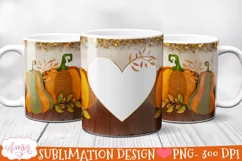 Autumn photo mug wrap for sublimation |Pumpkin picture mug Product Image 2