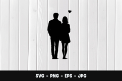 Standing Romantic Couple Silhouette SVG PNG Product Image 1