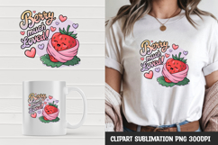 Cute kawaii strawberry clipart sublimation png| t-shirt Product Image 1