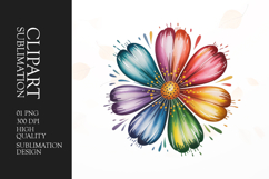 Rainbow Floral Burst Clipart PNG Product Image 1