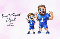 Dad Son Football Playful Clipart Sublimation PNG Product Image 1