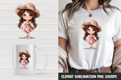 Cute floral girl clipart sublimation png t-shirt design png Product Image 1