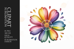 Rainbow Flower Burst Clipart PNG Product Image 1