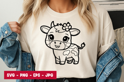 Cute Cartoon Baby Cow Standing SVG PNG Product Image 1