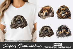 Cute Dog Sleeping Watercolor Clipart PNG Product Image 1