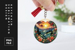 Heart landscape round Keychain sublimation png design Product Image 1