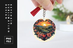 Heart landscape round Keychain sublimation png design Product Image 1