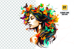 Butterfly girl head sublimation clipart pn Product Image 1