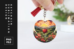 Heart landscape round Keychain sublimation png design Product Image 1