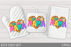 Mother's Day Oven Mitt Design. Mother's Day Kitchen Towel Product Image 1