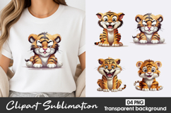 Cute Tiger Cub Watercolor Clipart PNG Product Image 1