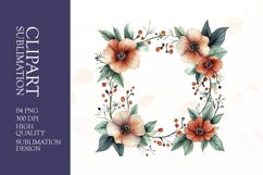 Watercolor floral wearth frame clipart sublimation png Product Image 1