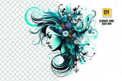 Butterfly girl head sublimation clipart pn Product Image 1