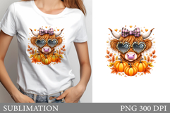 Fall Cow Sublimation. Fall Cow T-Shirt Design Product Image 1