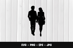 Romantic Couple Walking Away SVG PNG Product Image 1