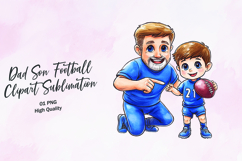 Dad Son Football Stand Clipart Sublimation PNG Product Image 1